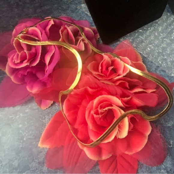 BRAND NEW 24k gold over silver, serpentine Sleek Necklace. From Nordstrom. - Picture 5 of 7